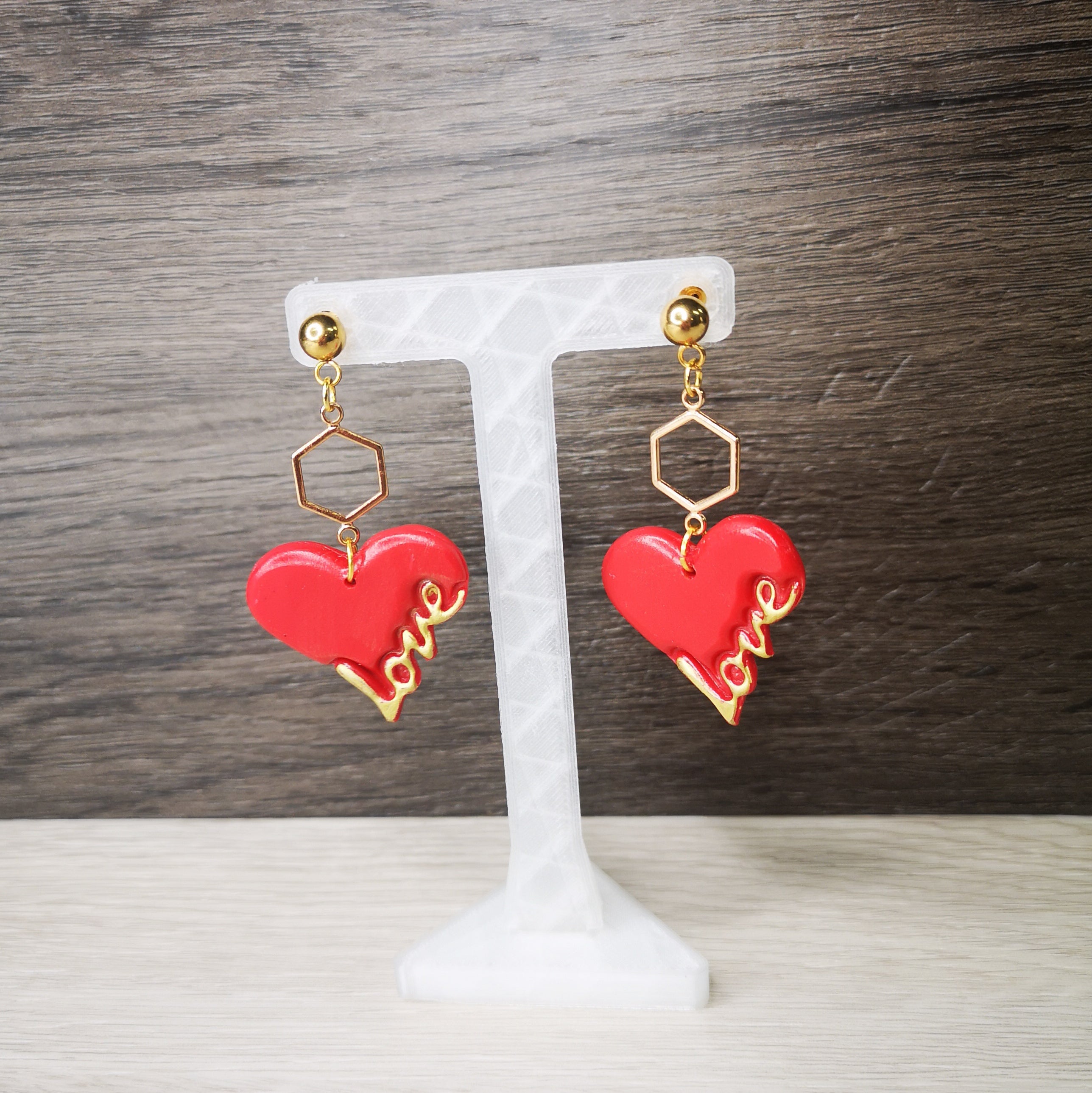 love heart ear rings