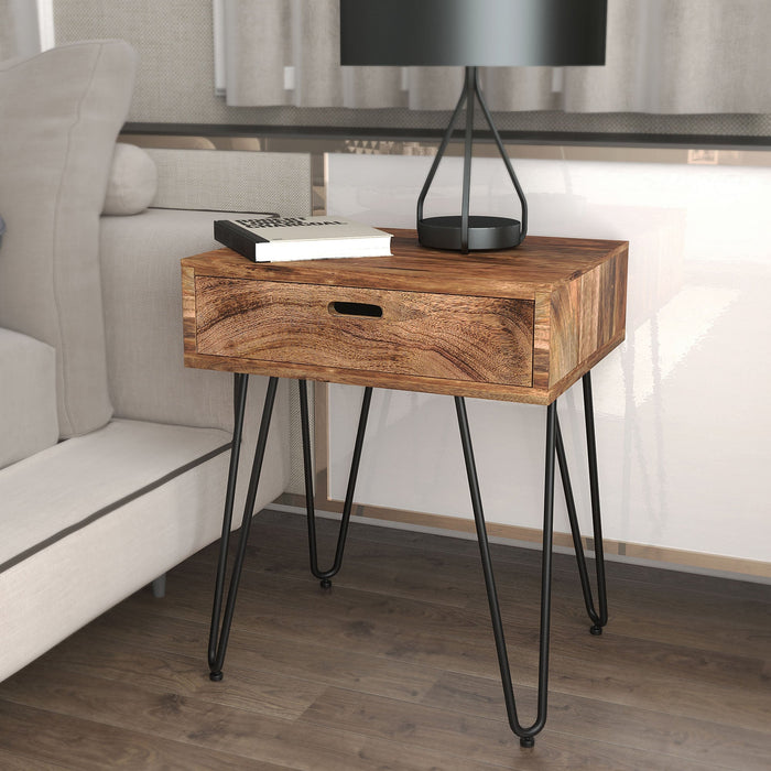  Jaydo Accent Side Table / Nightstand - Natural Burnt - Cevillo, Cevillo.com, Living Room, Natural, Nightstands, Side Tables, Tables