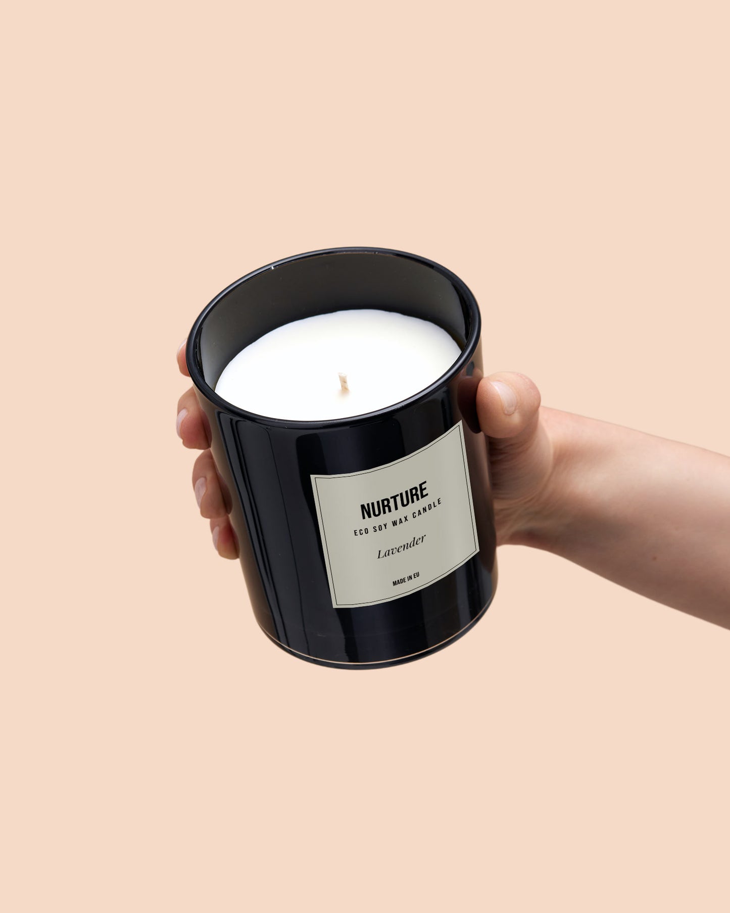 Soy wax candle in black glass votive 350ml