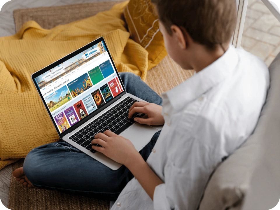 Student on laptop looking at ePlatform