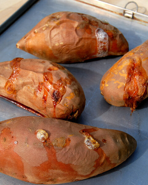 The best, sweetest sweet potatoes are baked without aluminum around them.