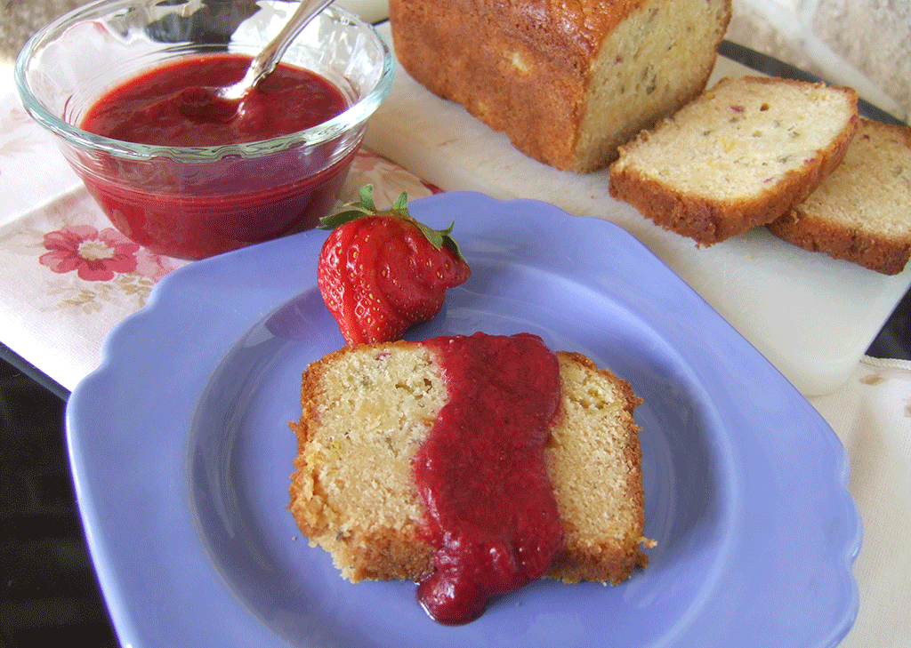 Transform an ordinary pound cake or tea cake with a generous drizzle of homemade strawberry puree.