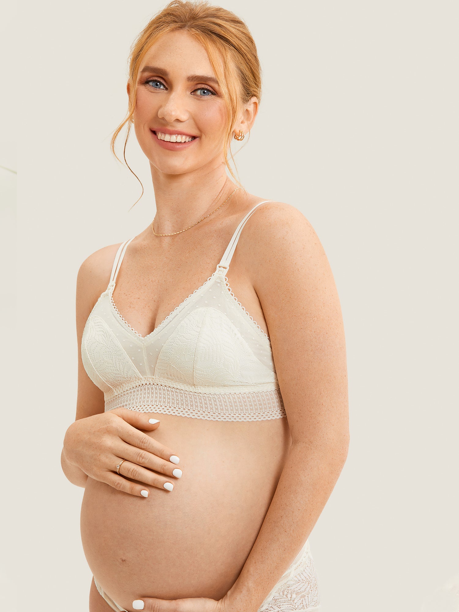 MOMANDA Hands Free Pumping Bra Breastfeeding Maternity Wireless Lace 100%  Cotton Lining Nursing Bra For Pregnant Women A131
