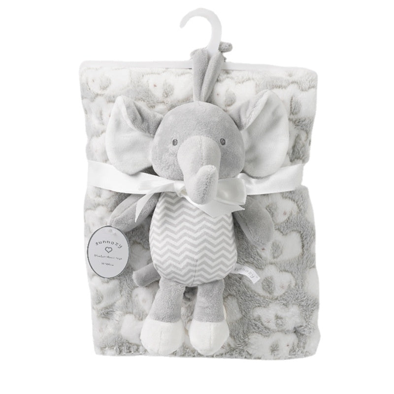 elephant soft plush toys with blanket for new born baby shower gift,soft fleece baby blanket
