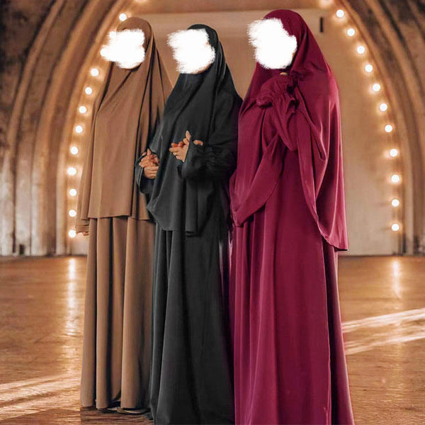 MK008 Crepe Khimar & Abaya Set - Elegant Islamic Clothing for Women 