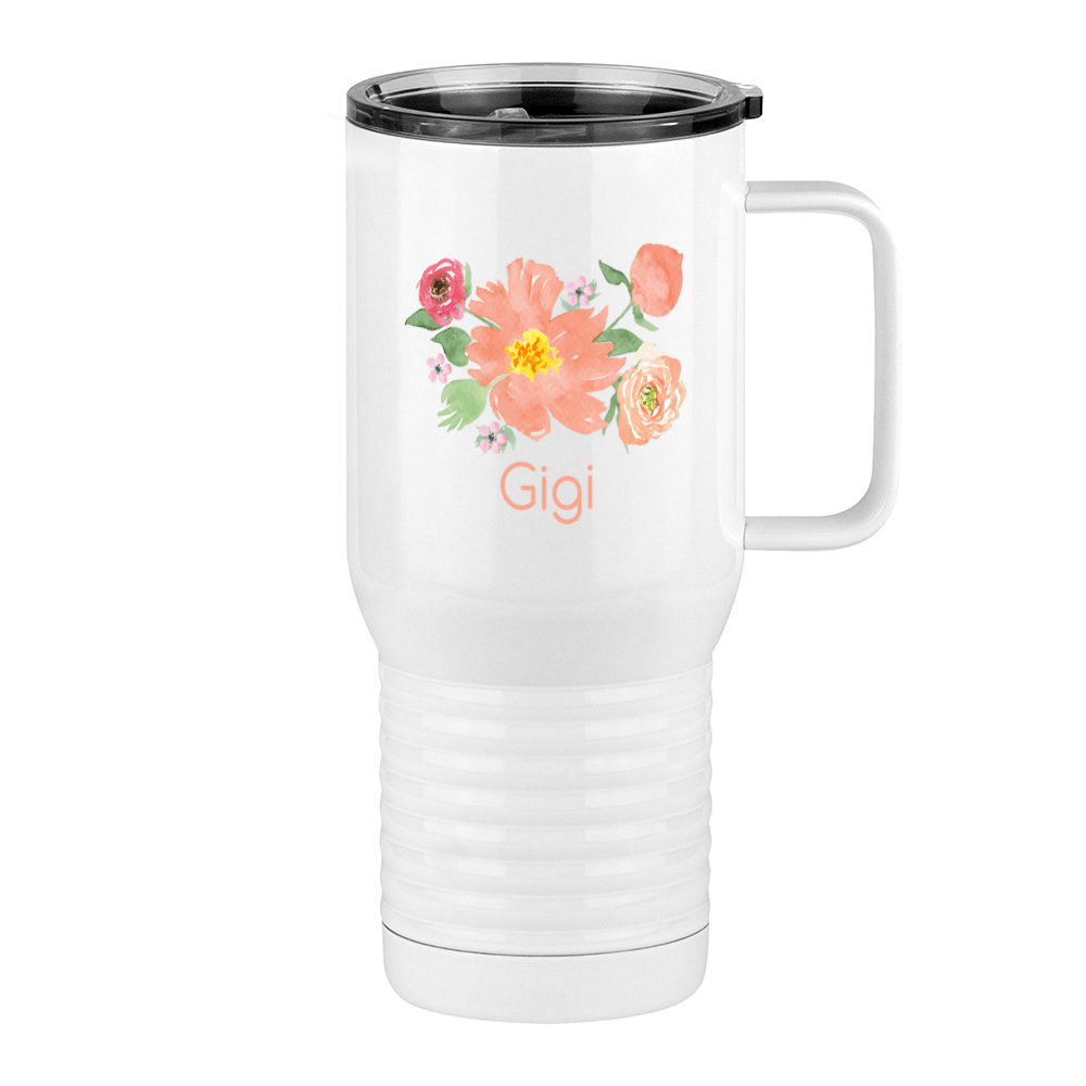 Personalized Flowers Travel Coffee Mug Tumbler with Handle (20 oz) - Gigi - Right View