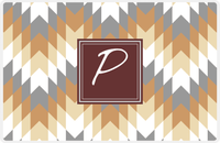 Thumbnail for Personalized Funky Arrows Placemat - Light Brown and Champagne - Brown Square Frame -  View