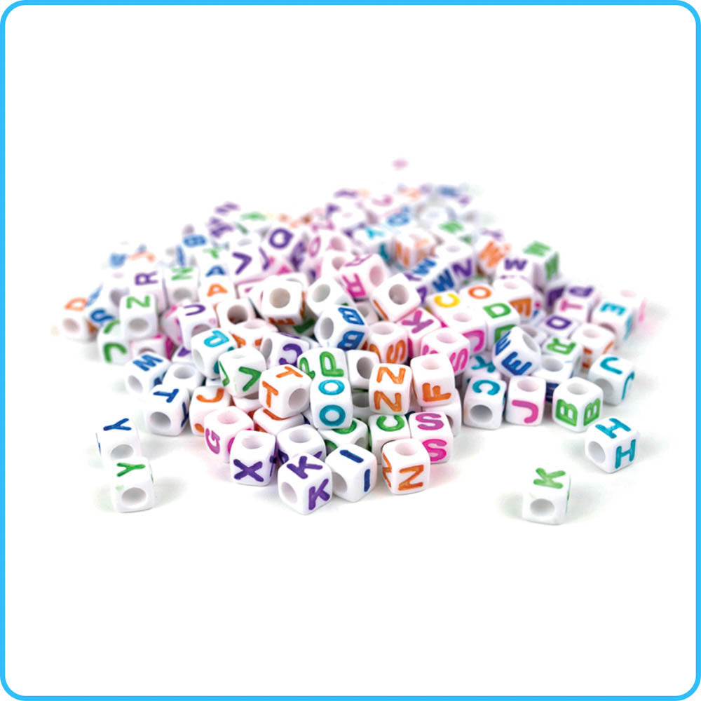 Colorful Alphabet Cube Beads, Rainbow Letter Cube Beads, Bulk Letter Beads  for Bracelet, Bright Alphabet Beads, Name Cube Beads 