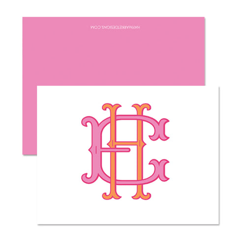 Couture Color Monogram Stationery - Folded Card – Hillary Einwick Design