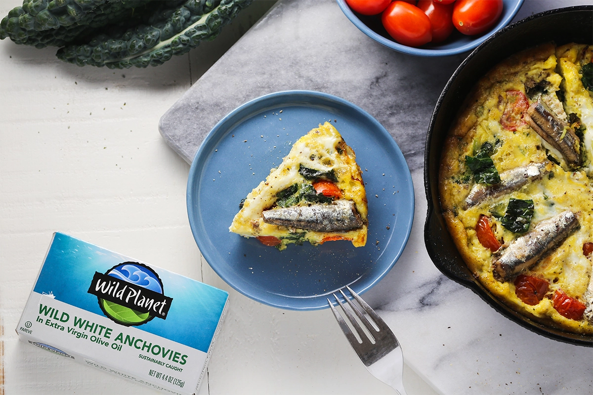 Anchovy Frittata recipe with Wild Planet canned anchovies