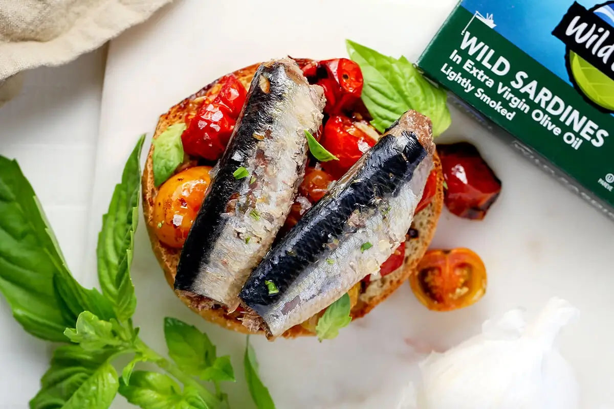 Balsamic Roasted Tomato Sardine Tartine