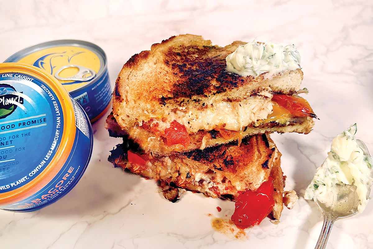 Blistered Tomato, Tuna And Cheddar Toasty recipe with Wild Planet canned tuna