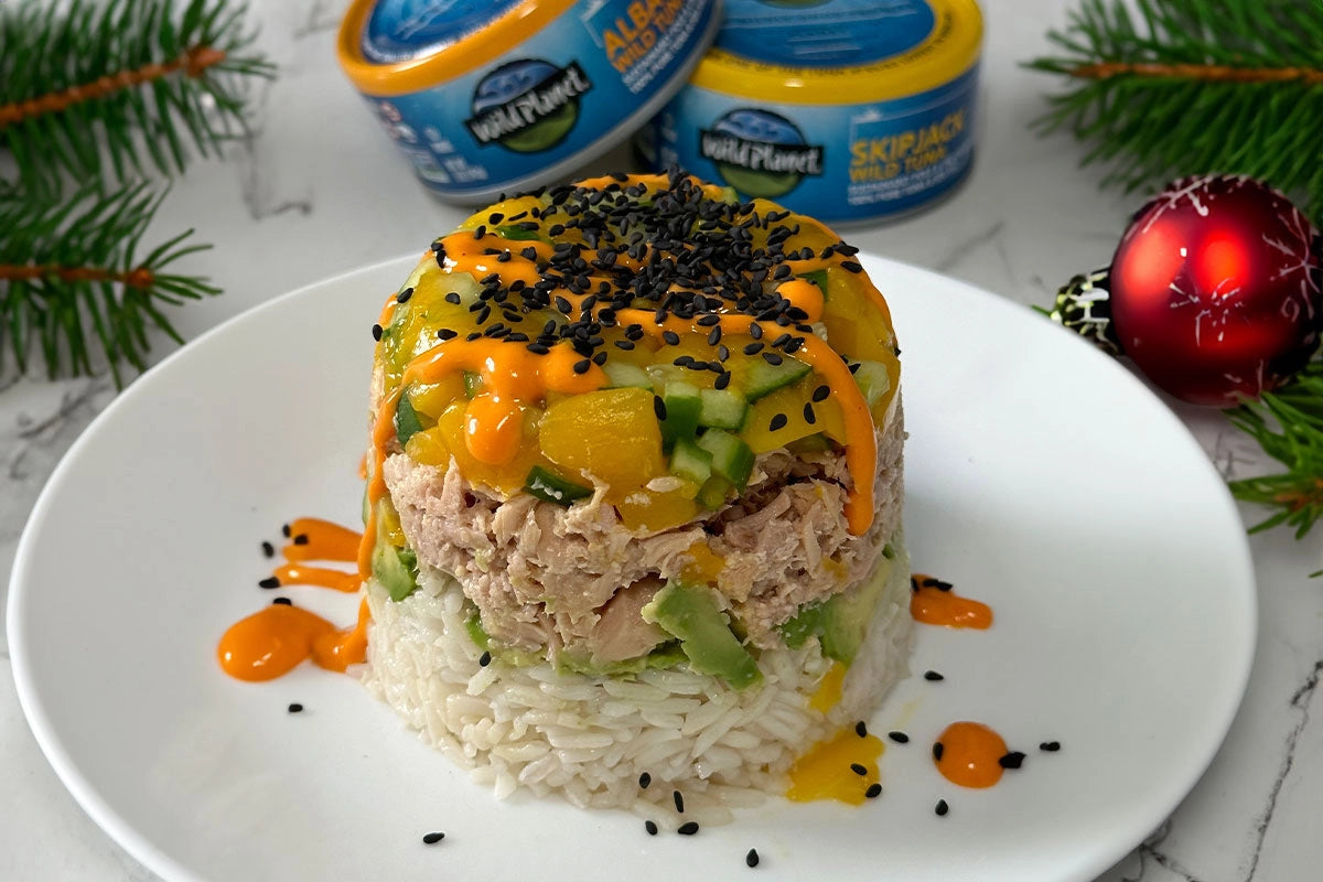 Cucumber And Mango Tuna Stack with Wild Planet canned tuna