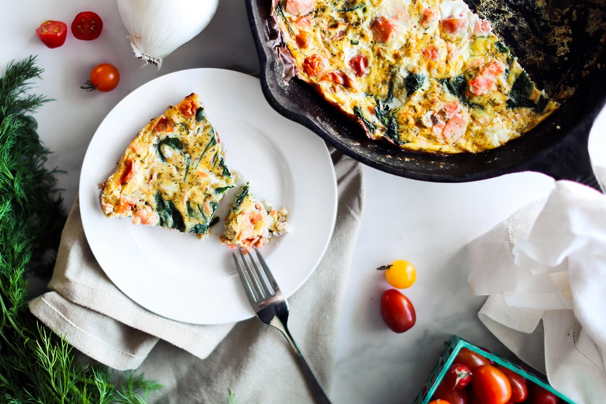 Salmon and Veggie Frittata recipe with Wild Planet canned salmon