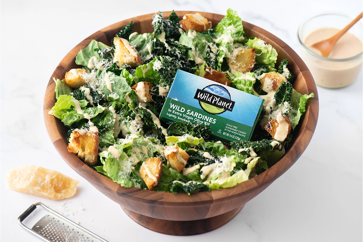 Sardine Caesar Salad With Croutons