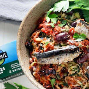 Sardine Puttanesca with Zoodles