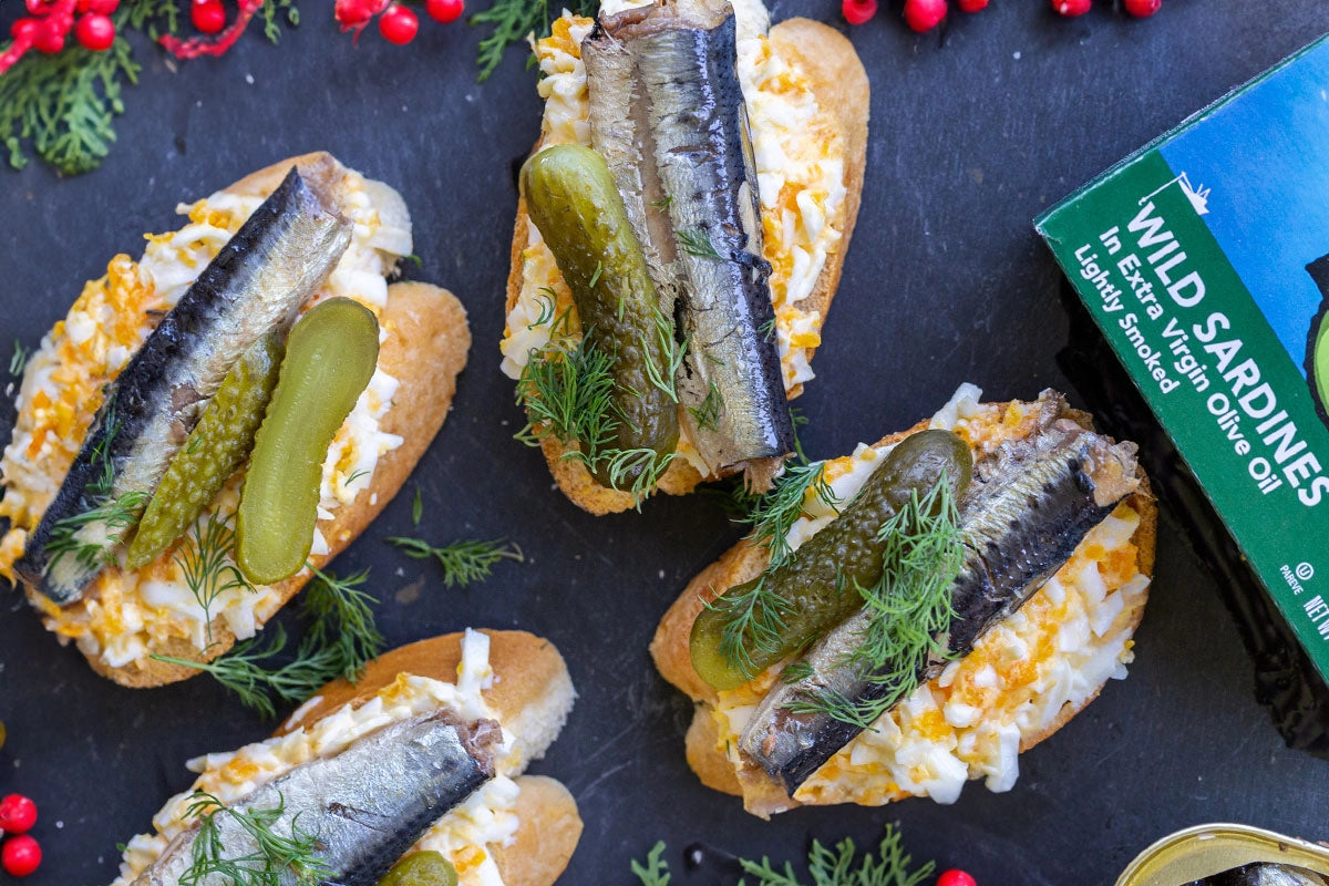 Sardine and Egg Canapés with Wild Planet canned sardines