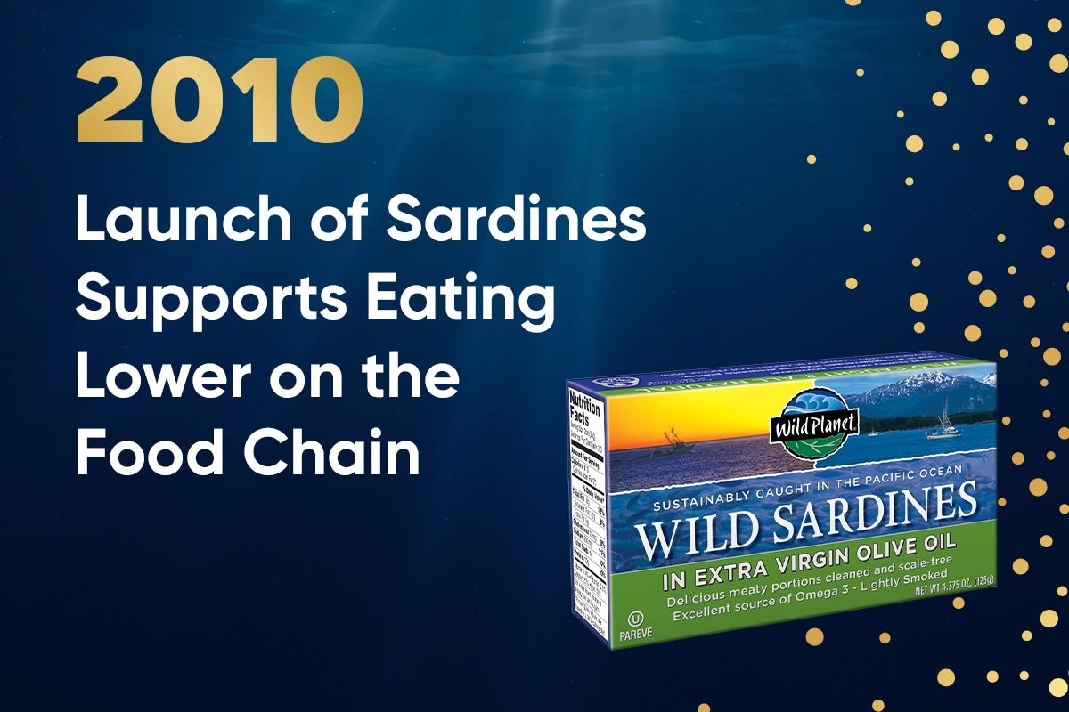 Wild Planet timeline 2010: Launch of sardines supports eating lower on the food chain