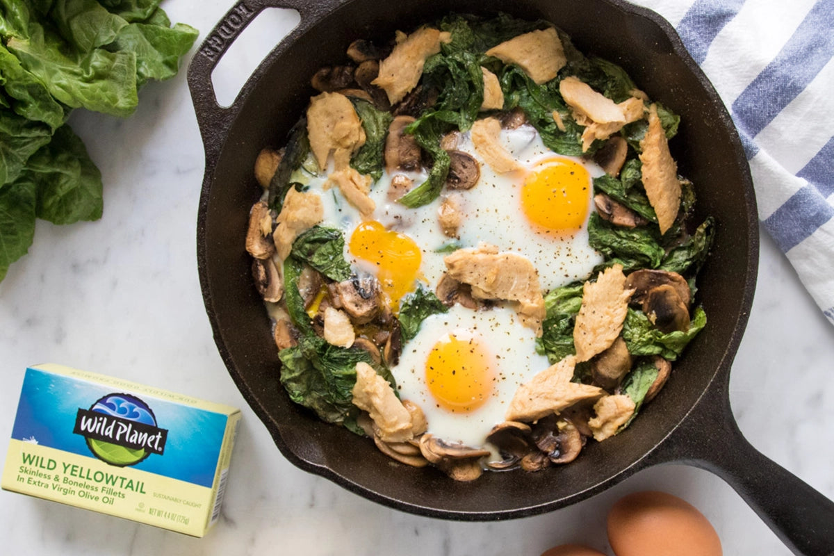 Yellowtail Baked Eggs recipe with Wild Planet canned yellowtail
