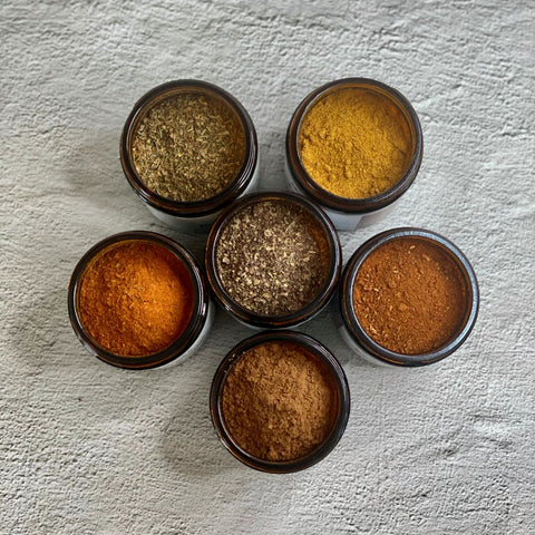 Jars of organic spices