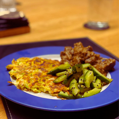 Rendang style beef curry with savoury pancake