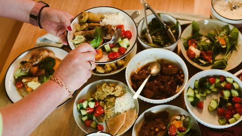 feasting and feeding a crowd.