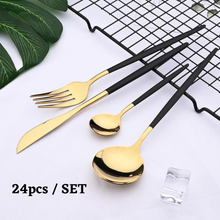 Load image into Gallery viewer, 24pcs SET Cutlery, Long Modern Utensils, Stainless Steel Spoon Fork Knife - 6 Set - FREE SHIPPING
