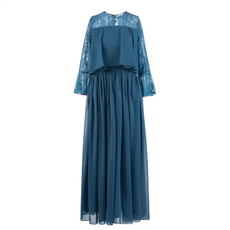 Elegant Lace A-Line Long Sleeve Prom Dress for Party - Image 13