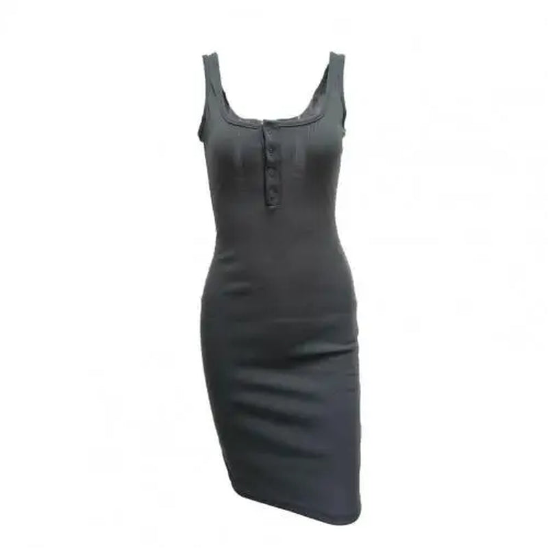 U Neck Sling Summer Dress - Solid Color, All Match - Image 10