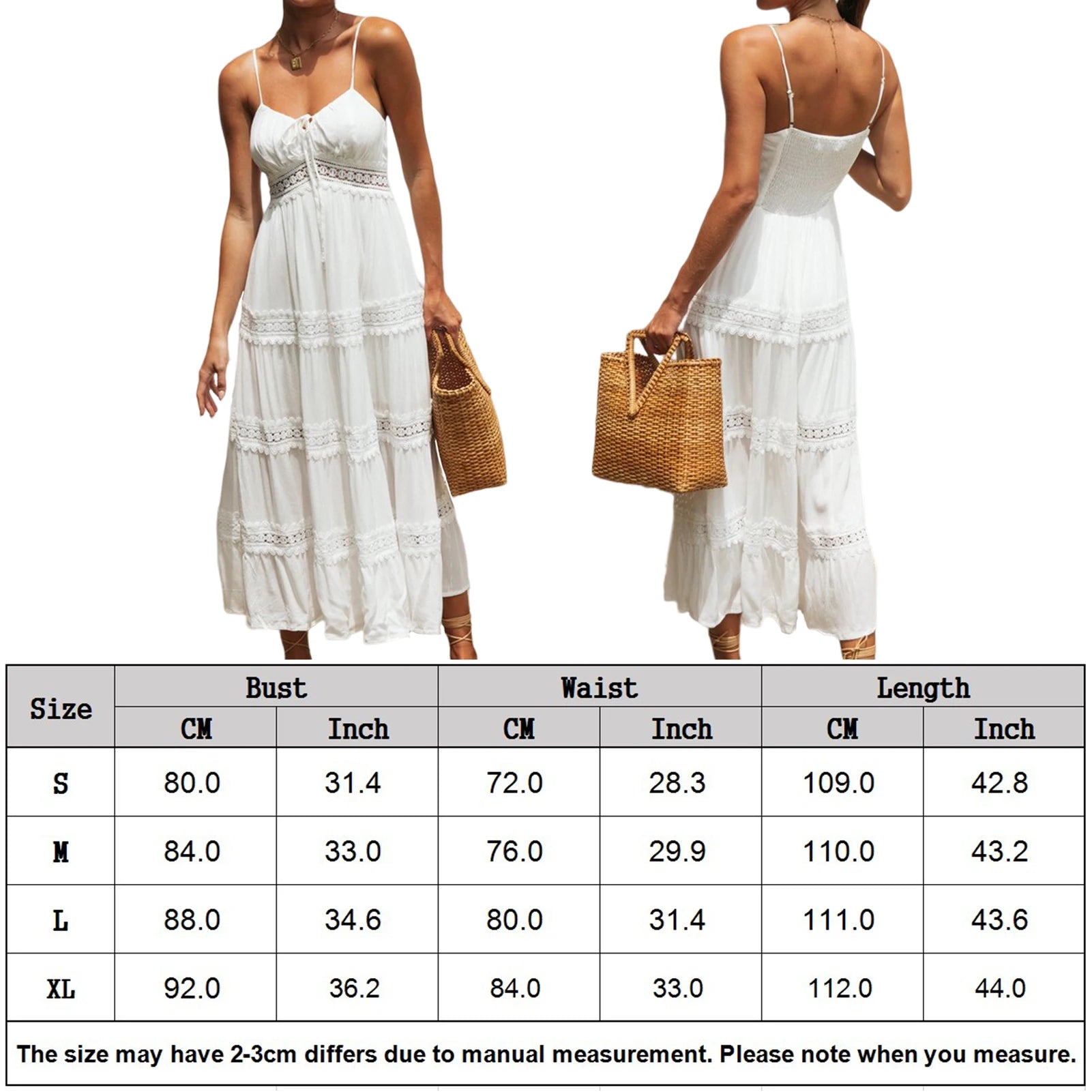 V Neck Lace Trim Women's Beach Dress Loose Fit - Image 6