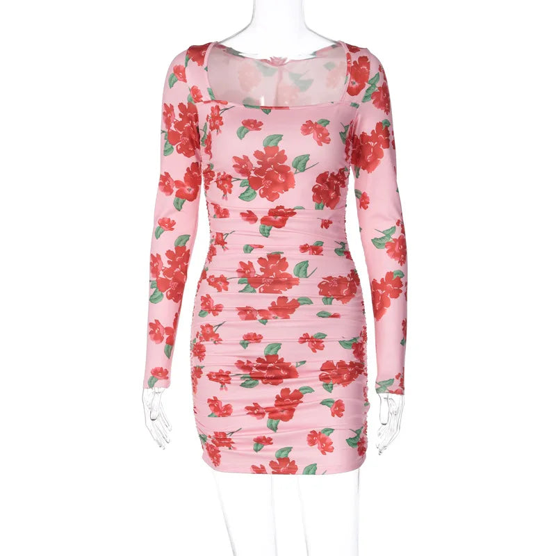 Floral Print Bodycon Mini Dress for Women Streetwear Outfits - Image 5