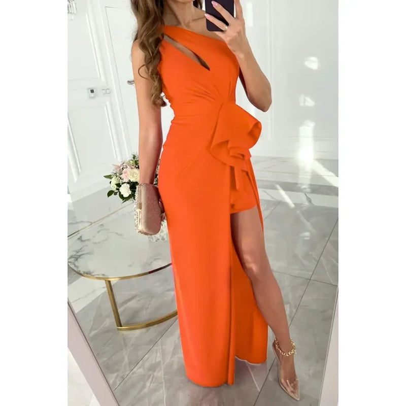 Slanted Shoulder Wedding Banquet Dresses for Women, S-XL Size - Image 10