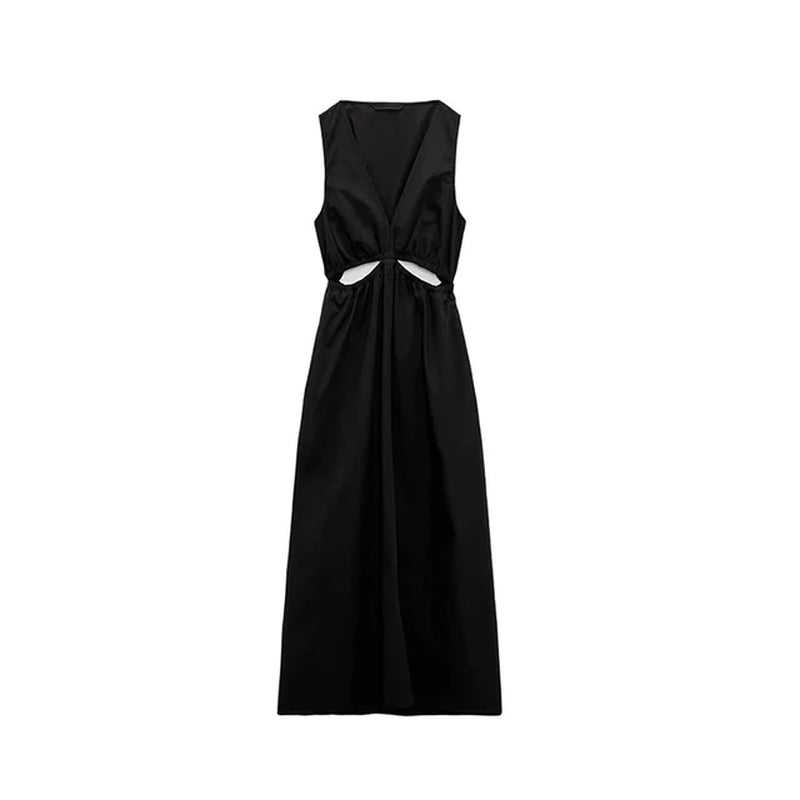 Elegant Black V-Neck Backless Dress for Summer Parties