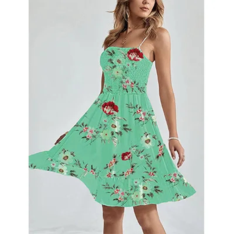 Vintage Floral Print Camisole Skirt Swing Dress - Summer Streetwear - Image 13