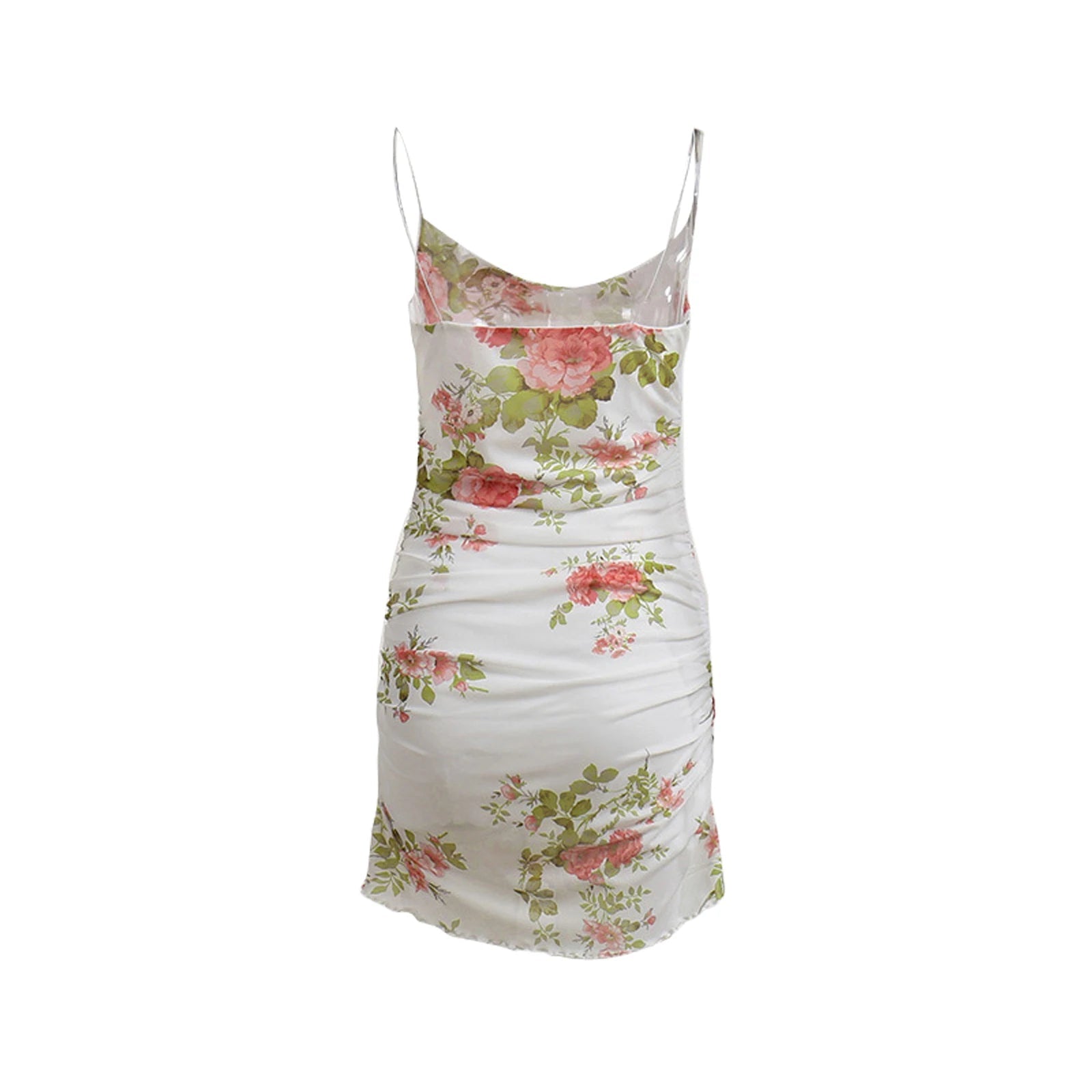 Floral Ruched Mesh Sling Dress: Women's Slim Party Outfit - Image 3