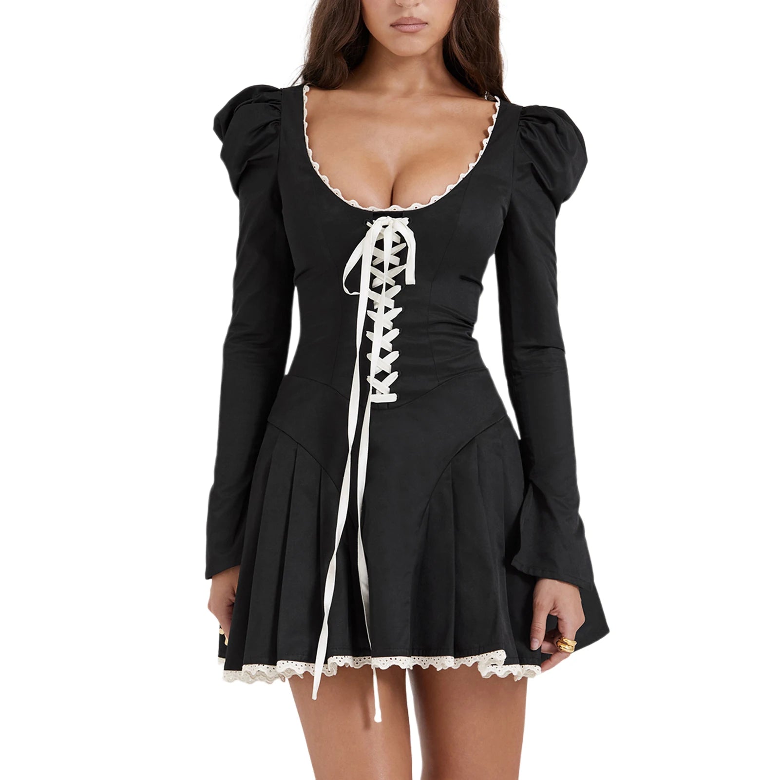 Vintage Style Slim Fit Tunic Mini Dress for Women - Image 5