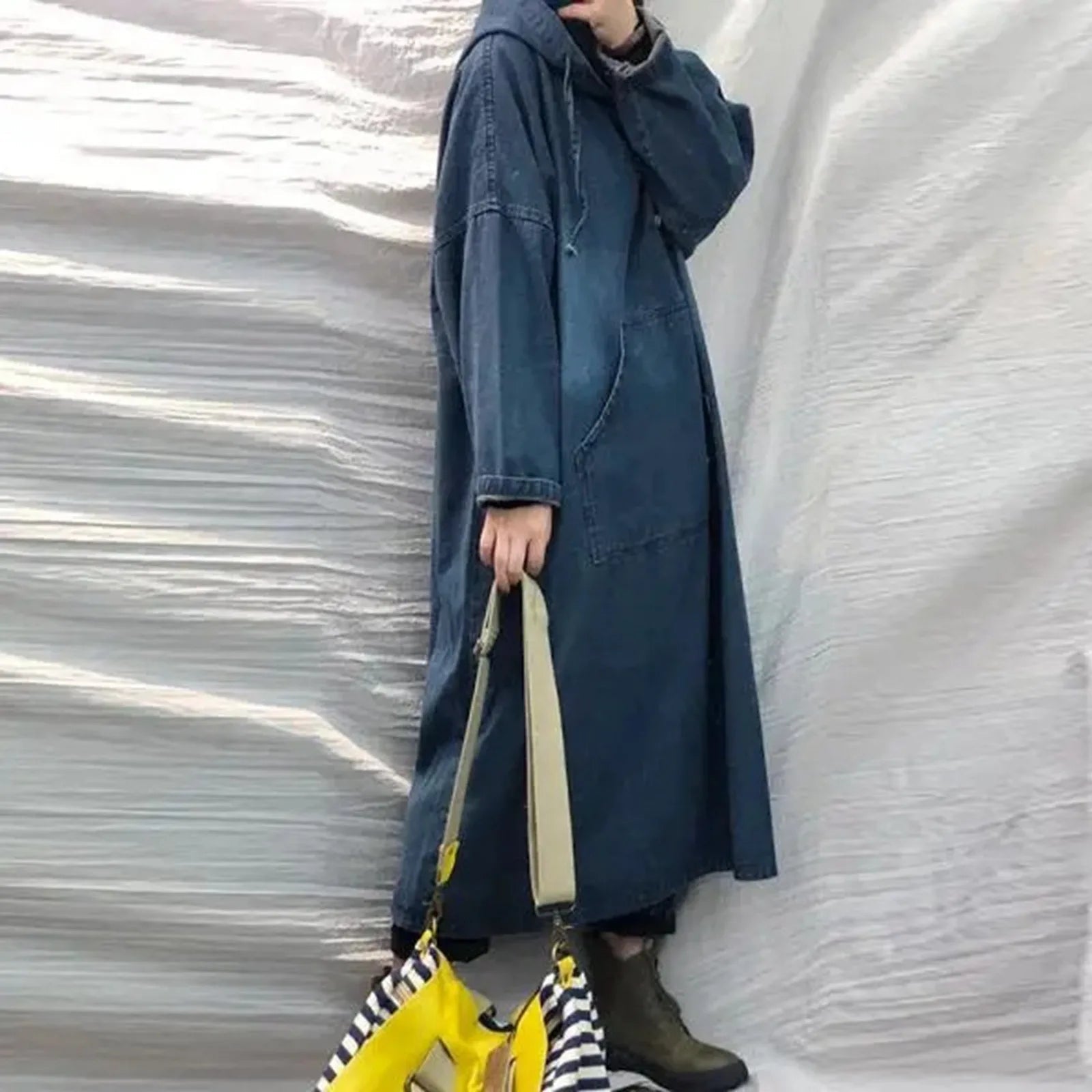 Vintage hooded denim dresses for women - stylish and comfortable - Image 3