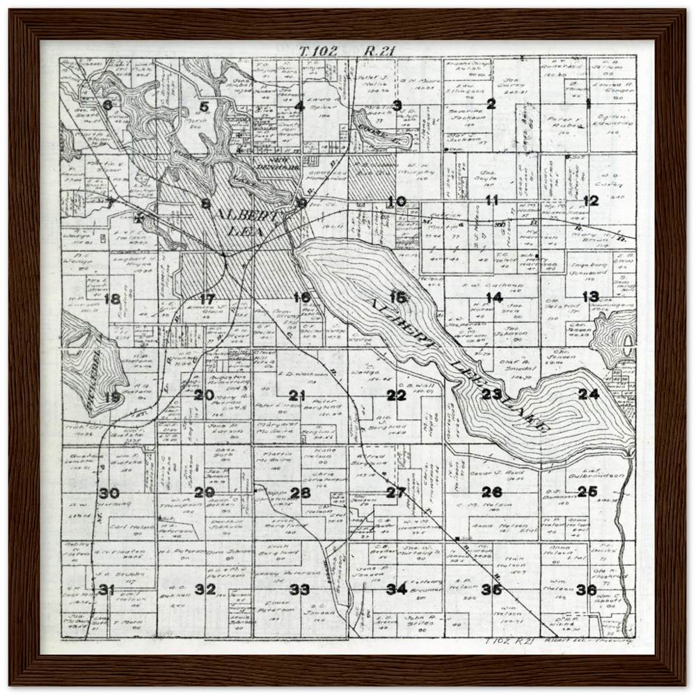 Freeborn County Plat Map 1916 Plat Map Of Albert Lea Township In Freeborn County Minnesota Clas –  Minnesota History Shop