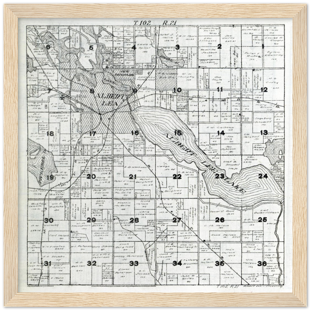 Freeborn County Plat Map 1916 Plat Map Of Albert Lea Township In Freeborn County Minnesota Clas –  Minnesota History Shop