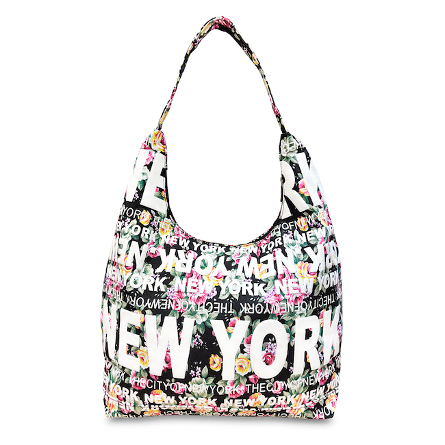 Puff Print Floral New York Handbag | Zip-up New York Tote (2 Colors)