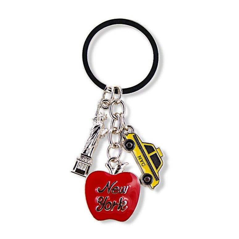 Acrylic Enamel Charms New York Keychain (Big Apple, Lady Liberty, Taxi)