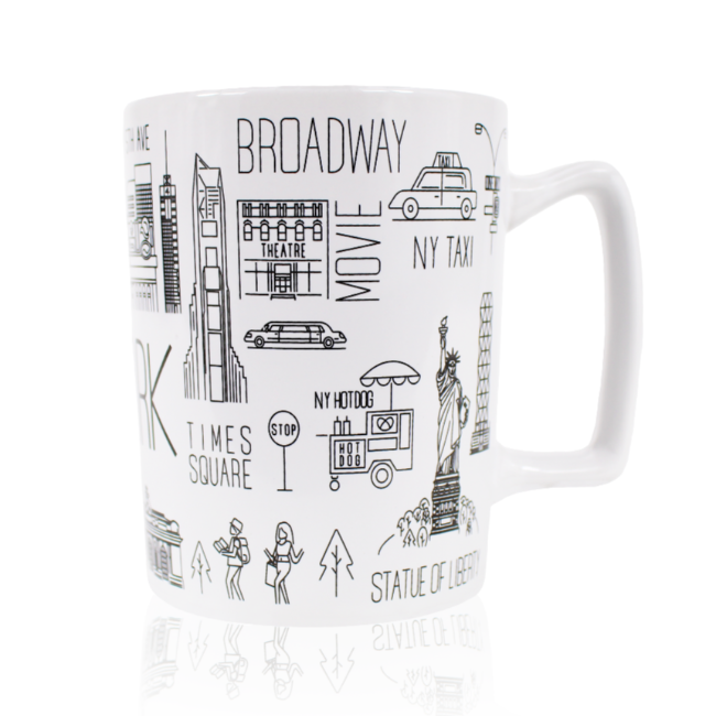 15oz Icons of New York Tall Mug | New York City Souvenir | NYC Souvenir Travel Gift (2 Colors)