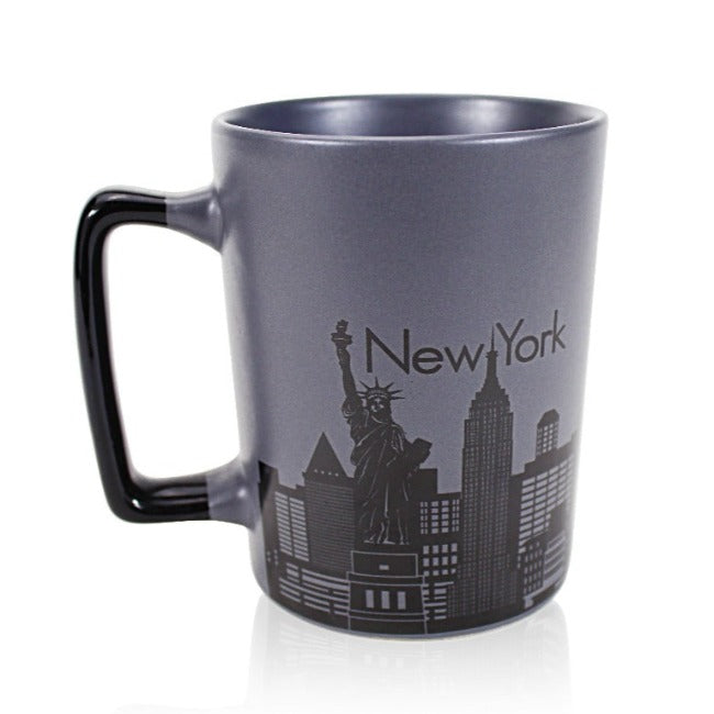 15oz Gray Skyline of New York Tall Mug | New York City Souvenir | NYC Souvenir Travel Gift