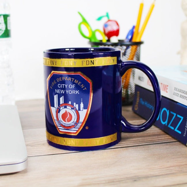 Official Chief FDNY Mug Blue w/ Gold Trim (3 Sizes)