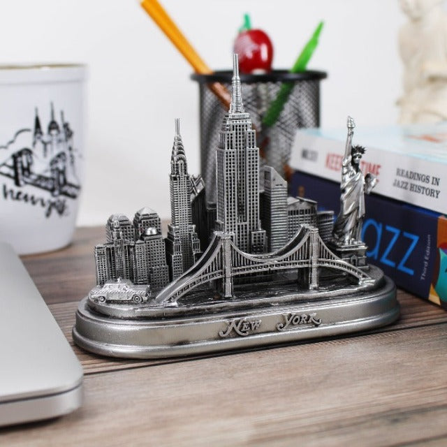 4D Silver New York Souvenir Monuments Skyline Ceramic Statue/Model (6x5