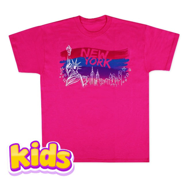 Girls Paint Liberty Skyline New York T-Shirt | NYC T-Shirt (2 Colors)