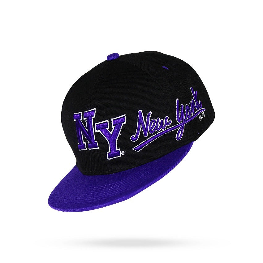 NY Monogram Purple NY Snapback | Smart Flat New York Hat | Unisex New York Cap