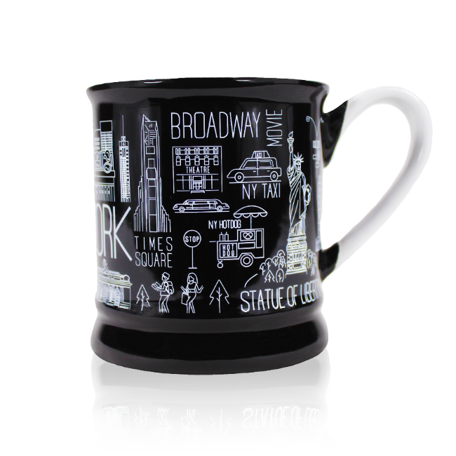 15oz Icons of New York JUMBO Mug (White/Black) New York Mug | New York City Souvenir | NYC Souvenir Travel Gift