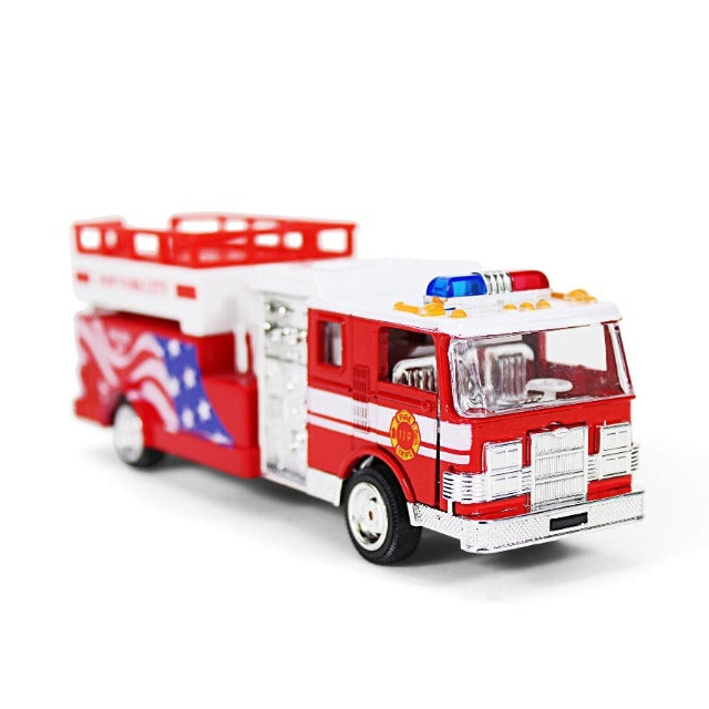 Electronic Patriotic Rescuer Toy Fire Truck w/ Mobile Lift