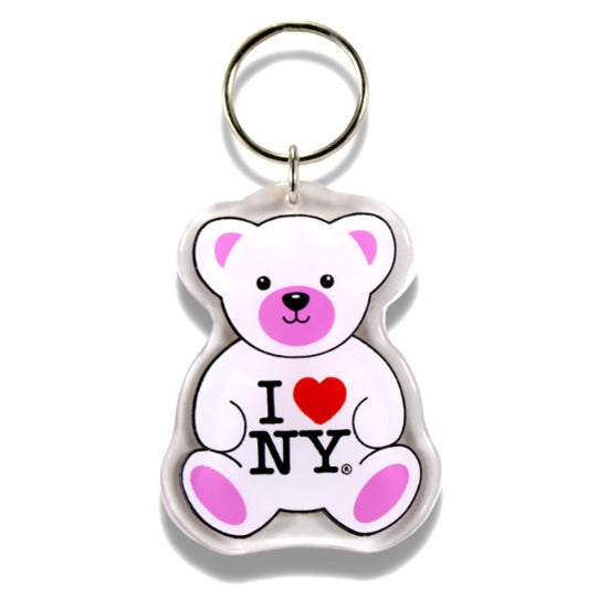 I Love NY Teddy Bear Plastic Keyring | I Love NY Gift Shop Exclusive